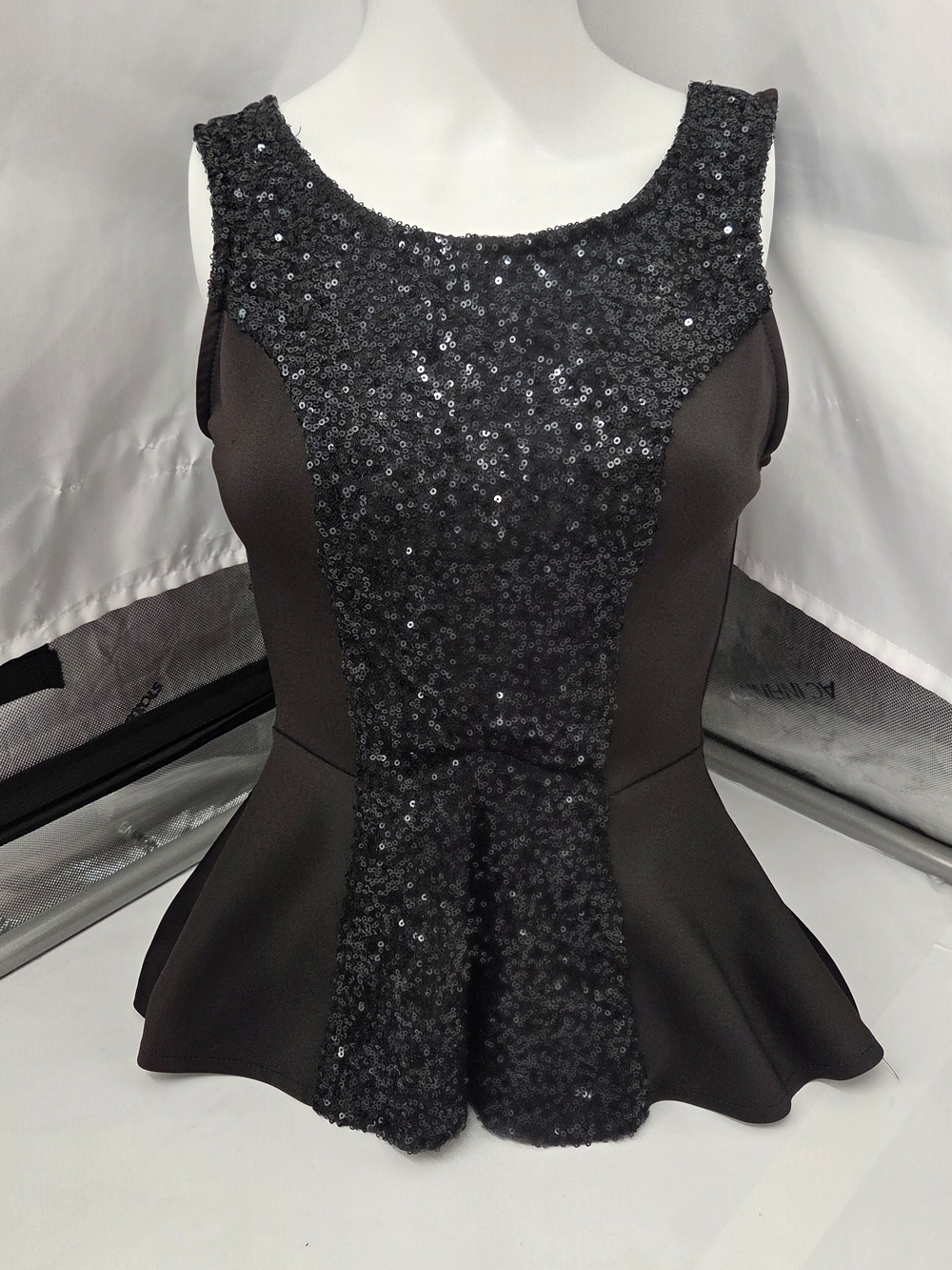 Vintage Charlotte Russe Sequin Peplum Top Y2K Made in USA Party Clubwear M